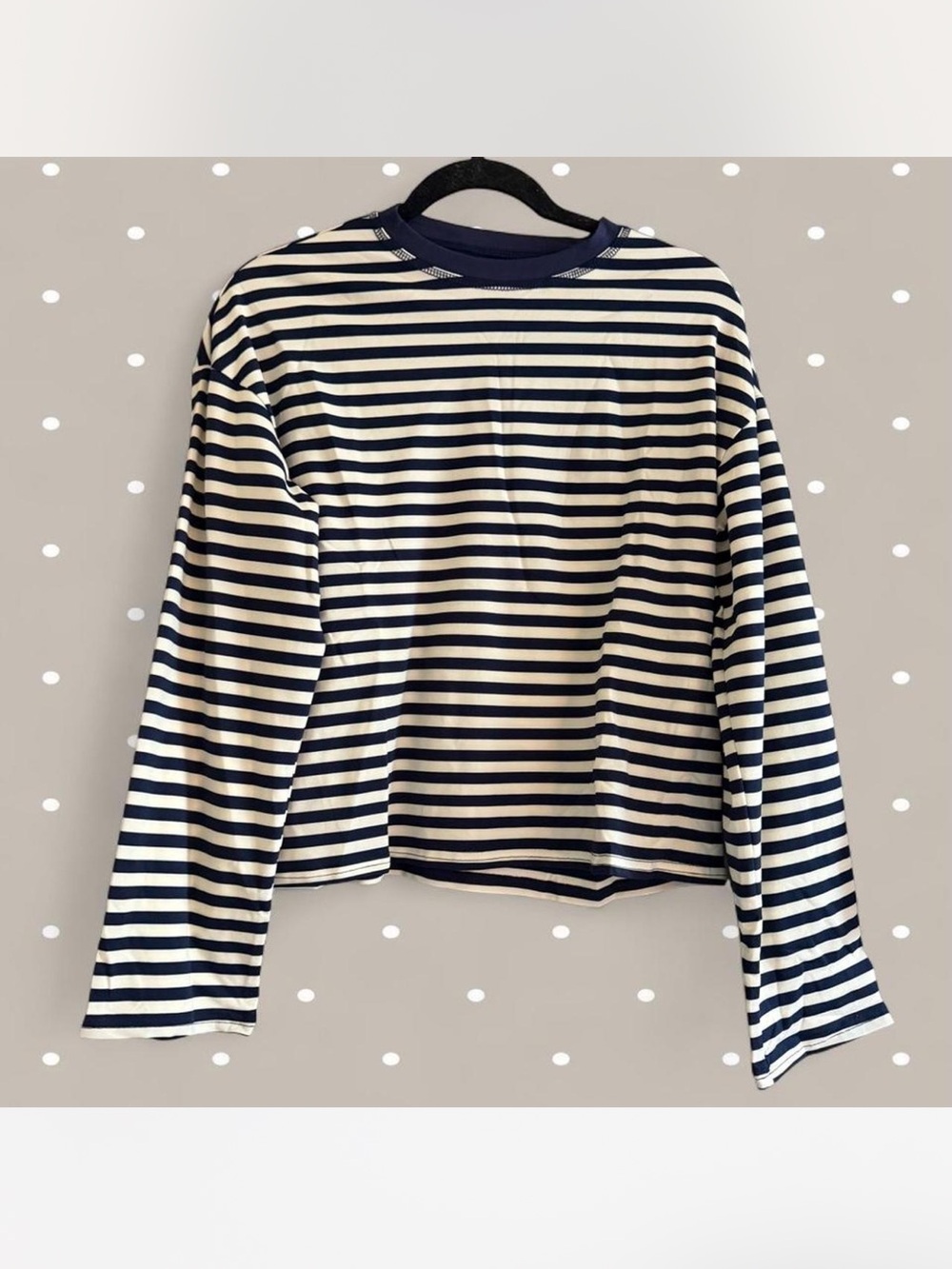 Amazon Navy and White Striped Long Sleeve Tee